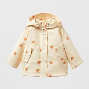 Zara Cream Raincoat with Orange Motif